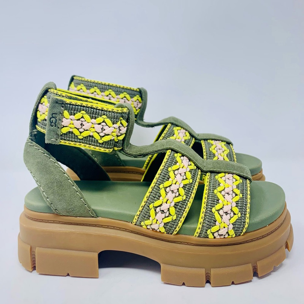 UGG Ashton Heritage Suede Platform Strap Sandals Womens Size 8